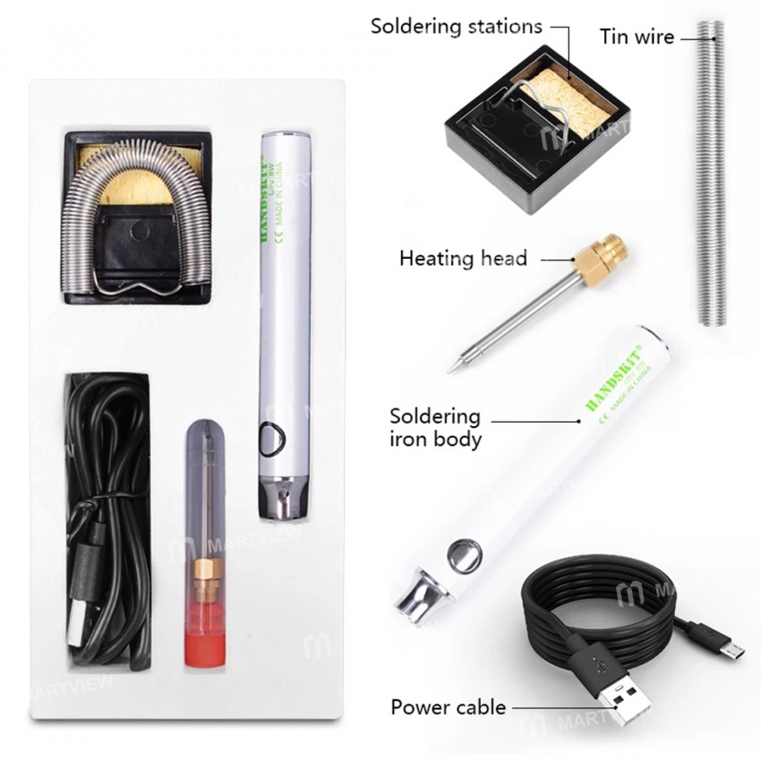 Handskit U5V8W 8W USB Portable Mini Adjustable Temperature Internal Heat Soldering Iron Set