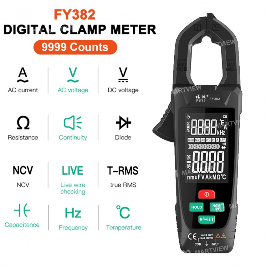 FY382 9999 Counts True RMS Auto Range Smart Digital Clamp Multimeter