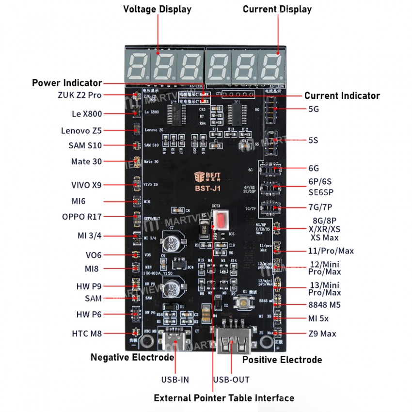 BST-J1 Battery Charge Activation Board for iPhone 5G to 13Pro Max & Android Phone