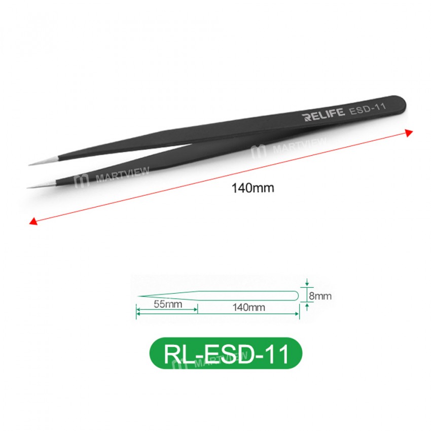 relife rl-esd-black-antistatic-non-magnetic-stainless-steel-precision-tweezers-8