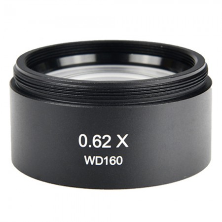 0.62X WD160 Auxiliary Objective Lens Threaded 48mm for Stereo Zoom Microscope