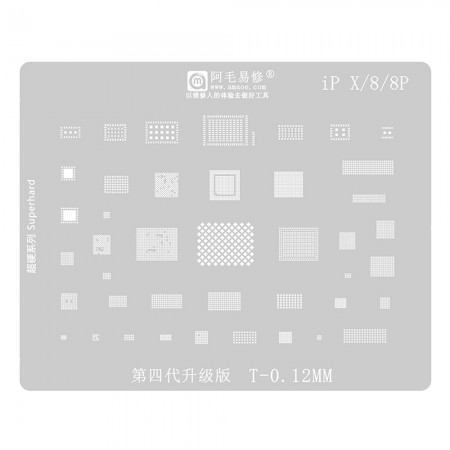Amaoe 0.12MM Multi-Function BGA Reballing Stencil Plant Tin Steel Net for iPhone 8 8P X