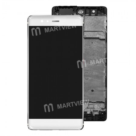 LCD Display Touch Screen Digitizer Assembly Replacement with Frame for Huawei P9 Plus - White