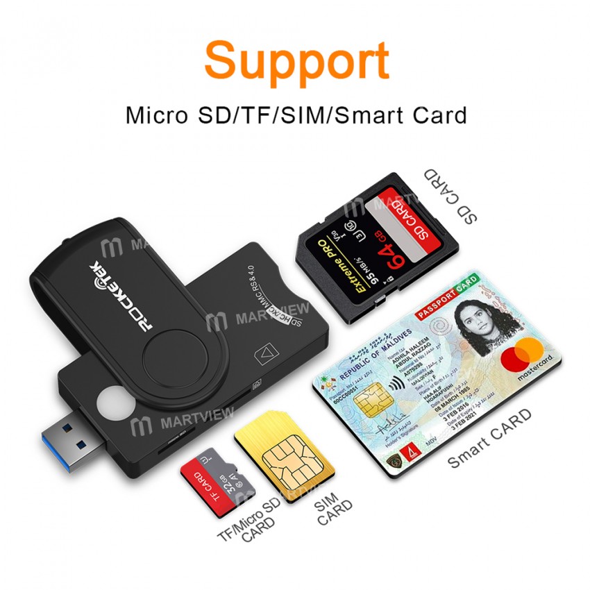 Rocketek RT-SCR10 High-Performance USB2.0 Smart Card Reader for Desktop and Mobile Devices