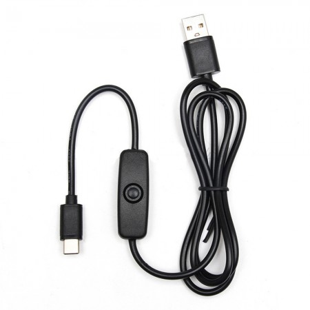 5V / 3A Type-C Interface Power Data Cable with Switch Button for Raspberry Pi 4B