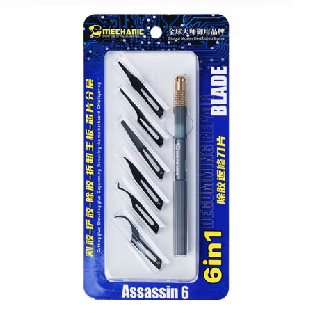 Mechanic Assassin 6 6-in-1 Professional Degumming Rework Blade Set for Motherboard IC CPU Repair