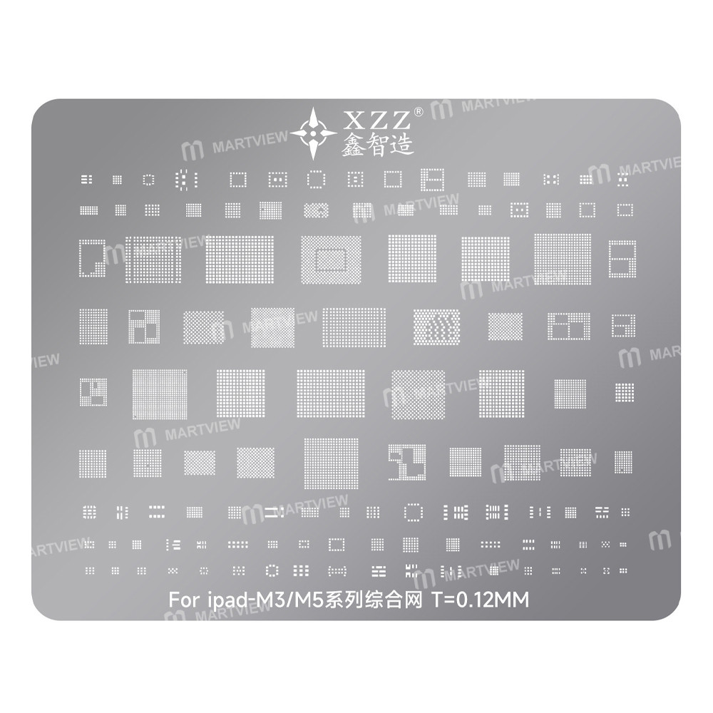 xzz 012mm-cpu-universal-series-bga-reballing-stencil-for-apple-ipad-m1-m2-m3-m4-m5-cpu-4
