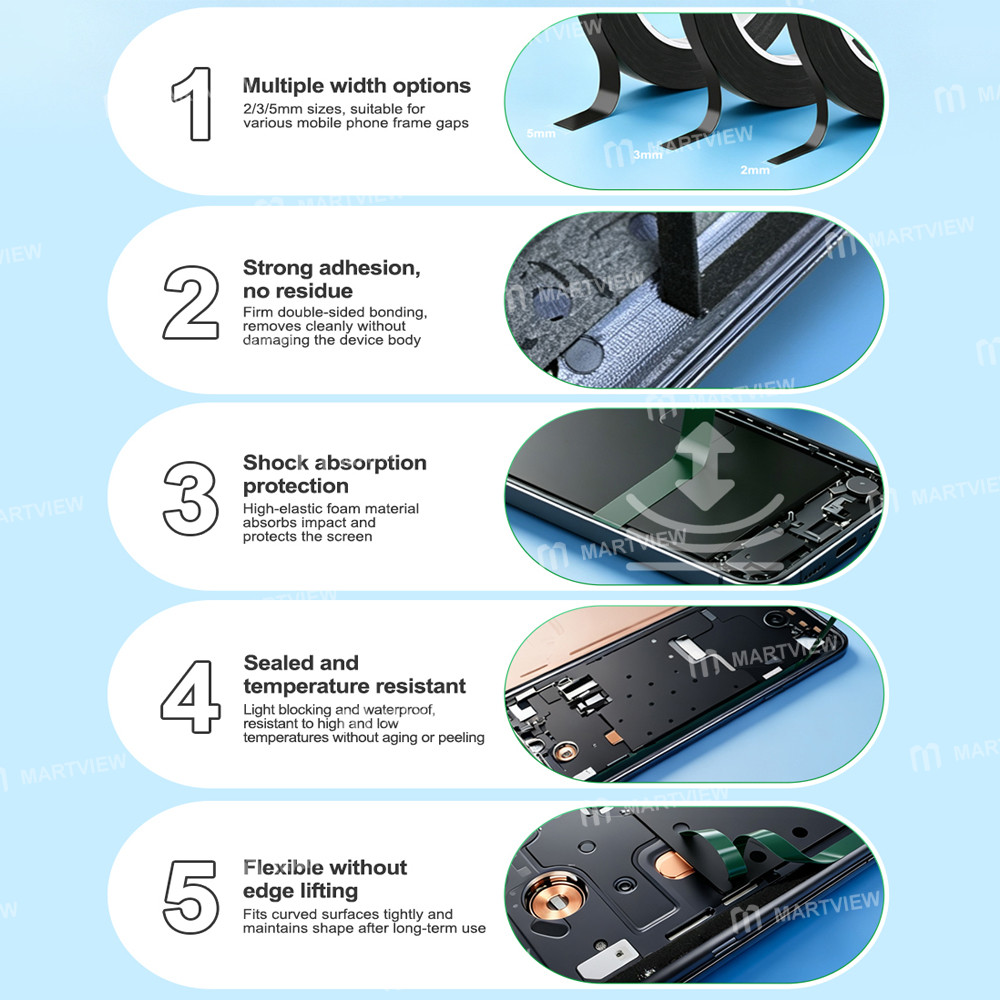 relife hx1-10m-green-film-black-foam-double-sided-tape-for-mobile-phone-screen-sealing-repair-6