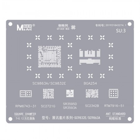MaAnt SU:3 Spreadtrum CPU BGA Reballing Stencil for SC9863A / SC9832E SR3595D RPM6743-31 SC2721G SC2342B RTM7916-51 SR3593A
