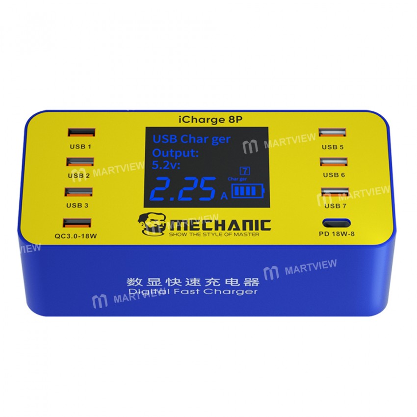 Mechanic iCharge 8P/8S QC 3.0 Multi-port Smart Fast Charger with Digital Display