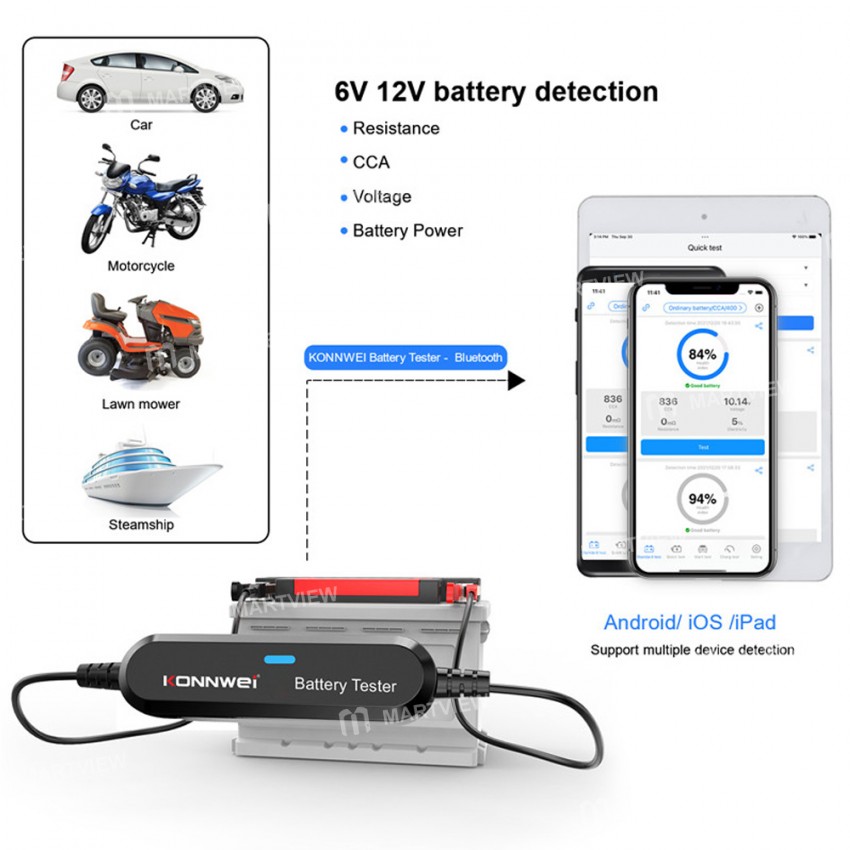 BK100 Multifunction Bluetooth 12V Lead-Acid Battery Diagnostic Test Instrument
