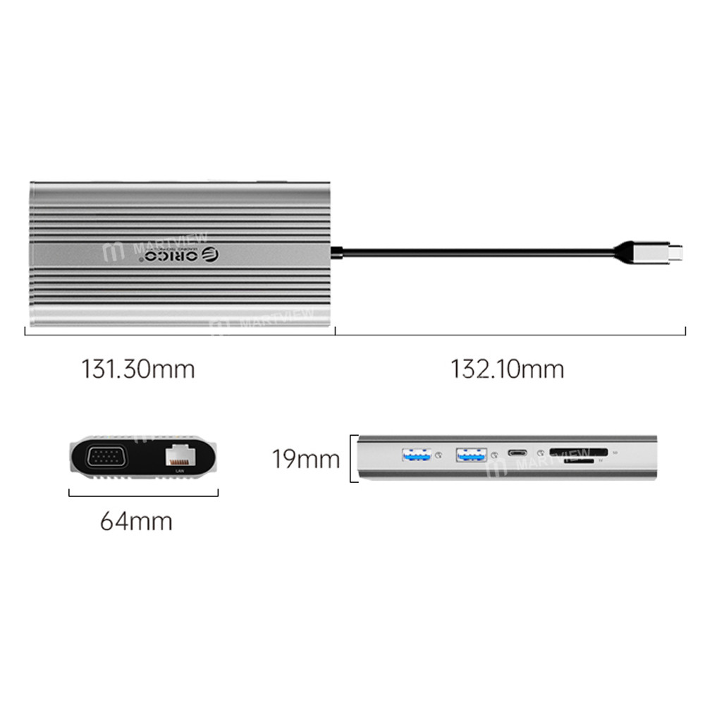 orico xdr-x11-12-in-1-type-c-hdmi-dp-4k-rj45-audio-jack-tf-sd-usb-30-5gbps-docking-station-2