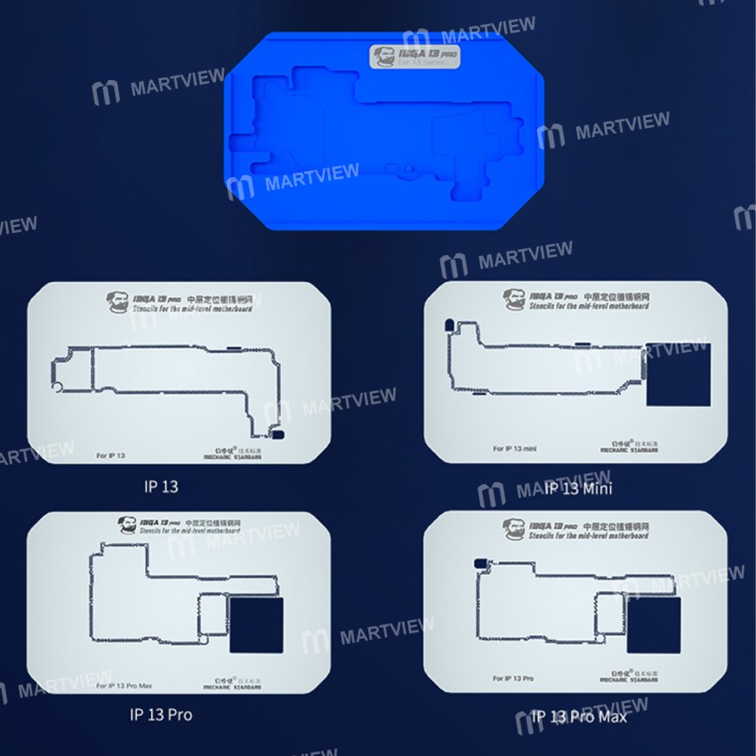 Mechanic iBGA 13 Pro 14-in-1 Motherboard Middle Frame Planting Tin Platform for iPhone X to 13 Pro M