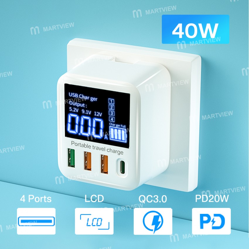 40w 4-port-portable-travel-led-display-usb-fast-charger-with-pd-fast-charging-1