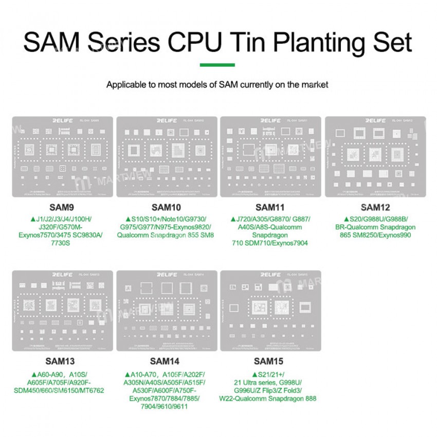 Relife RL-044 Samsung Series CPU Tin Planting Steel Mesh Set for Samsung S / Note Series