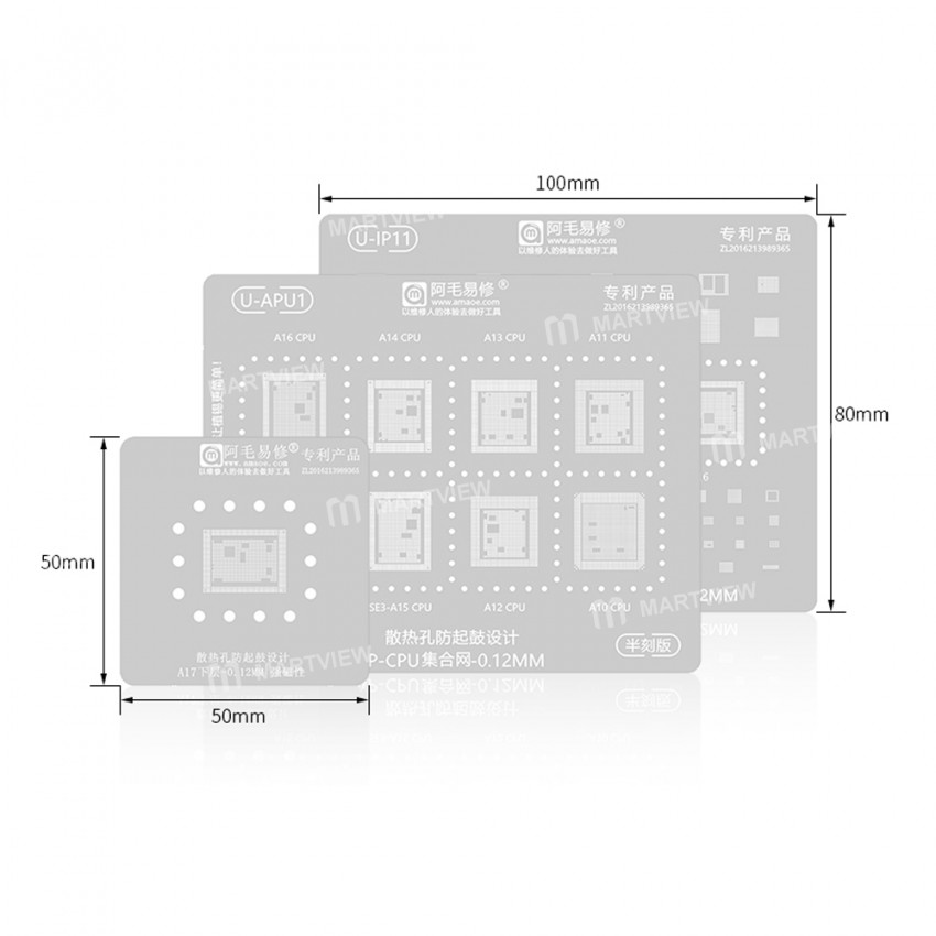 amaoe pd-c-planting-tin-base-thermal-insulation-silicone-pad-set-for-mobile-phone-repair-7