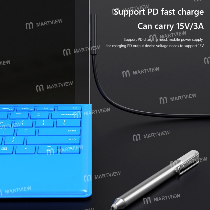 1.5M 15V/3A Magnetic Attraction Type-C Fast Charging Cable for Microsoft Surface Pro 3/4/5/6