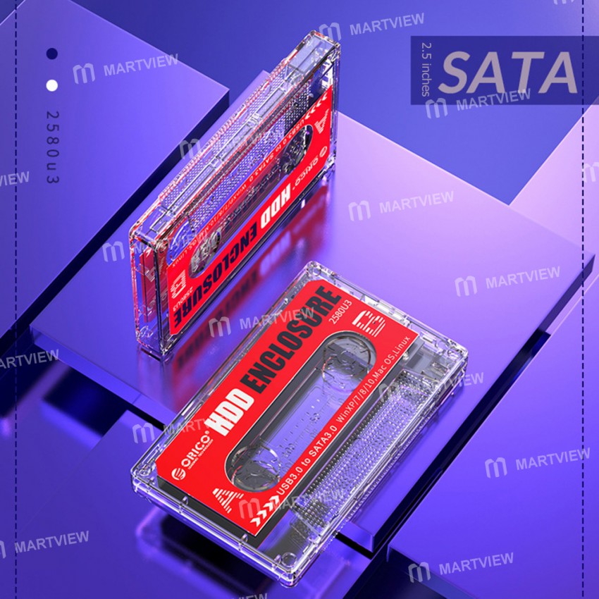 Orico 2.5-inch Max 4TB SATA to USB 3.0 Transparent Retro Tape Type SSD HDD Case