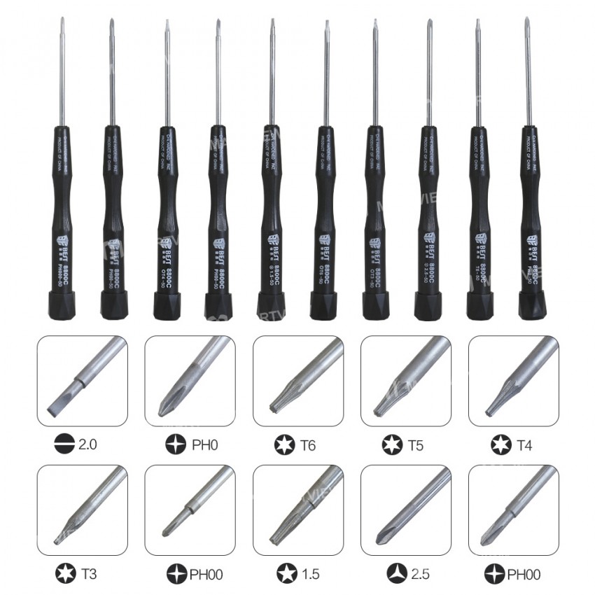 BST-8800C 10-in-1 Precision Magnetic Screwdriver Set for Cellphone Laptop Repair