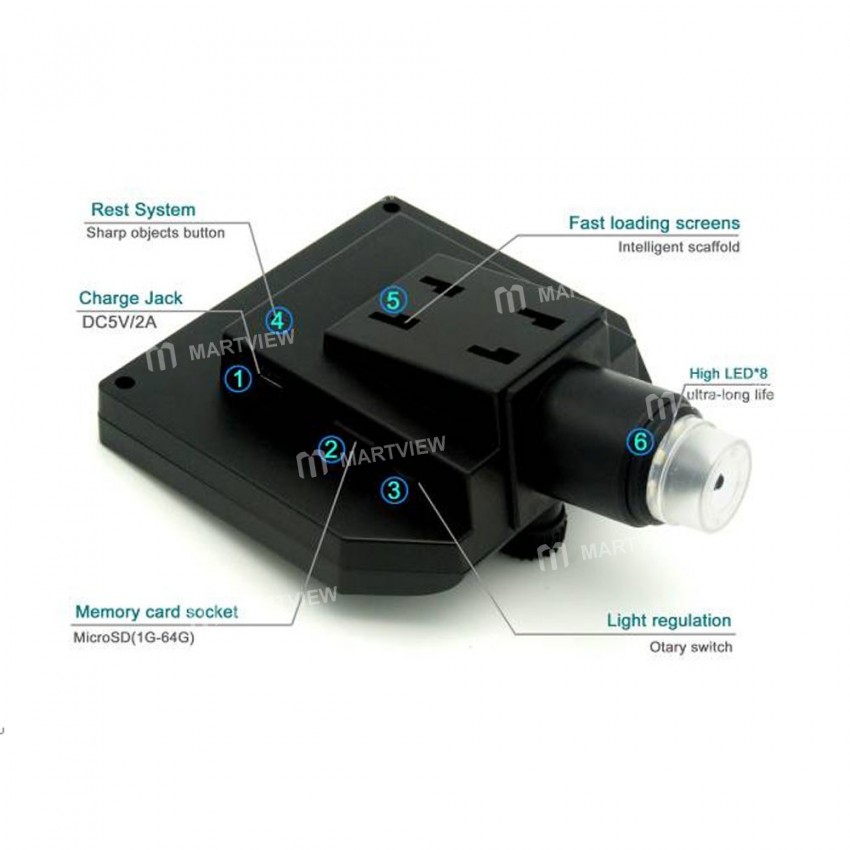 G600 Digital Portable Electronic Microscope 1-600X 3.6MP Continuous Magnifier with 4.3" HD OLED Disp