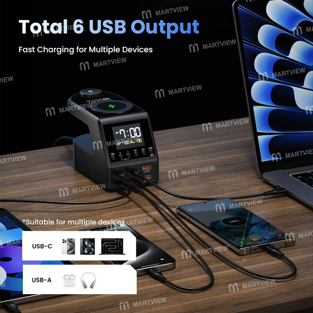 240w 6-port-pdqc-desktop-fast-charging-station-with-clock-display-and-wireless-charging-2
