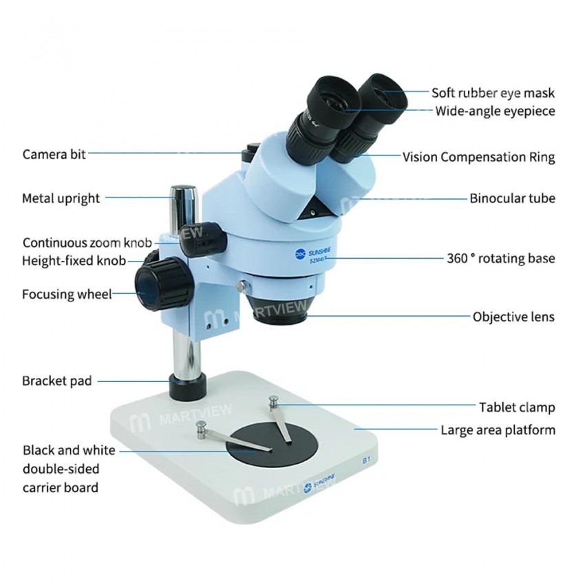 unshine szm45t-b1-07-45x-continuous-zoom-trinocular-hd-stereo-microscope-with-b1-base-3