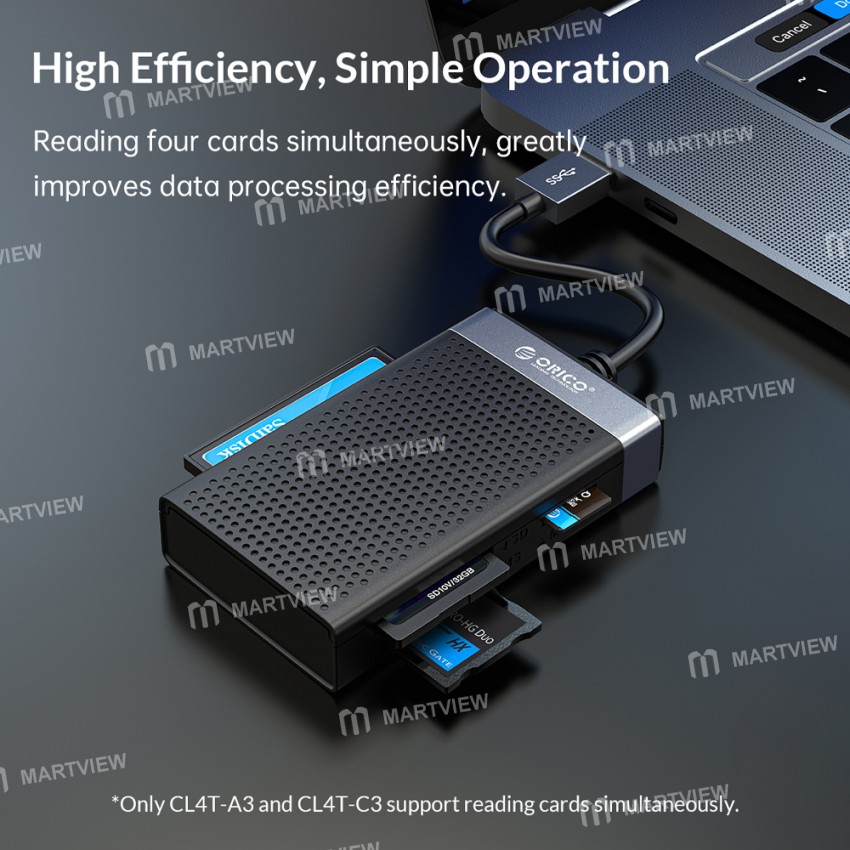 Orico CL4T 4-in-1 Universal USB/Type-C Card Reader for SD/TF/CF/MS Memory Smart Card