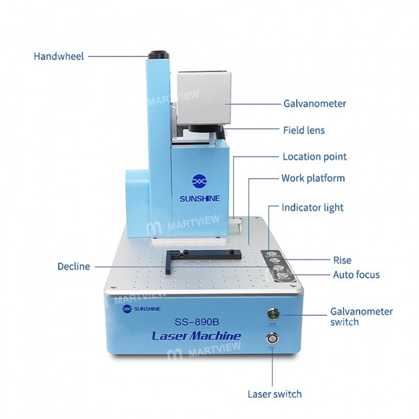 Sunshine SS-890B 20W Fiber Laser Frame Removal Marking engraving Machine with Intelligent Ranging Fu