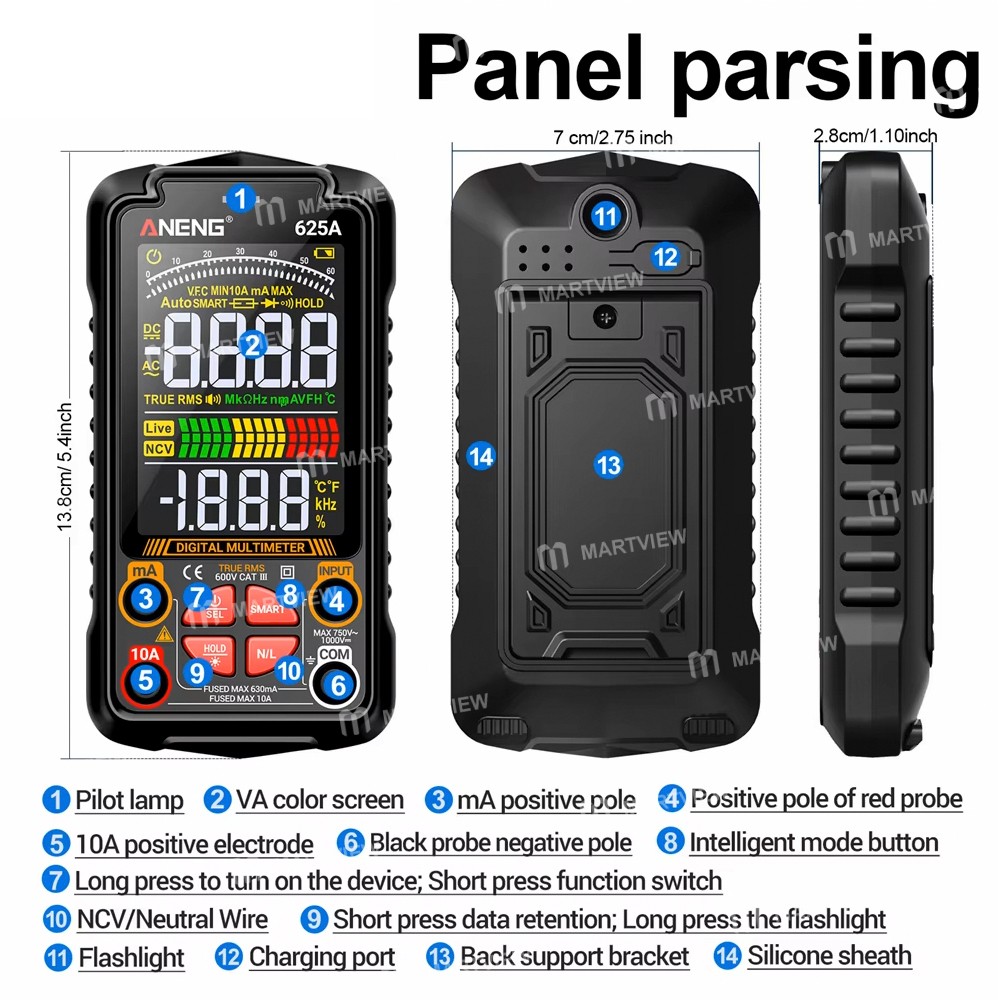 aneng 625a-rechargeable-fully-automatic-high-precision-intelligent-digital-multimeter-6