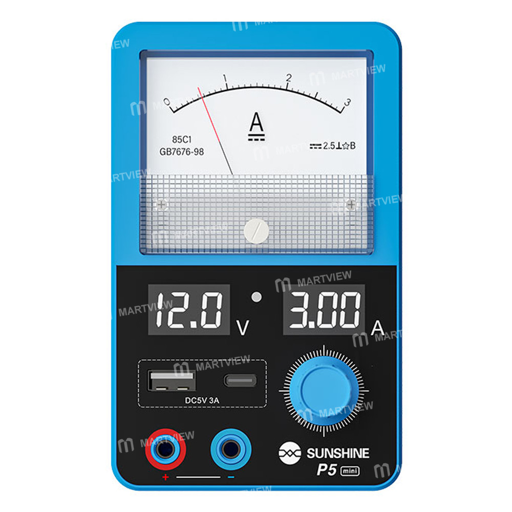 sunshine p5-mini-5v3a-dual-display-smart-power-supply-with-pointer-type-ammeter-2
