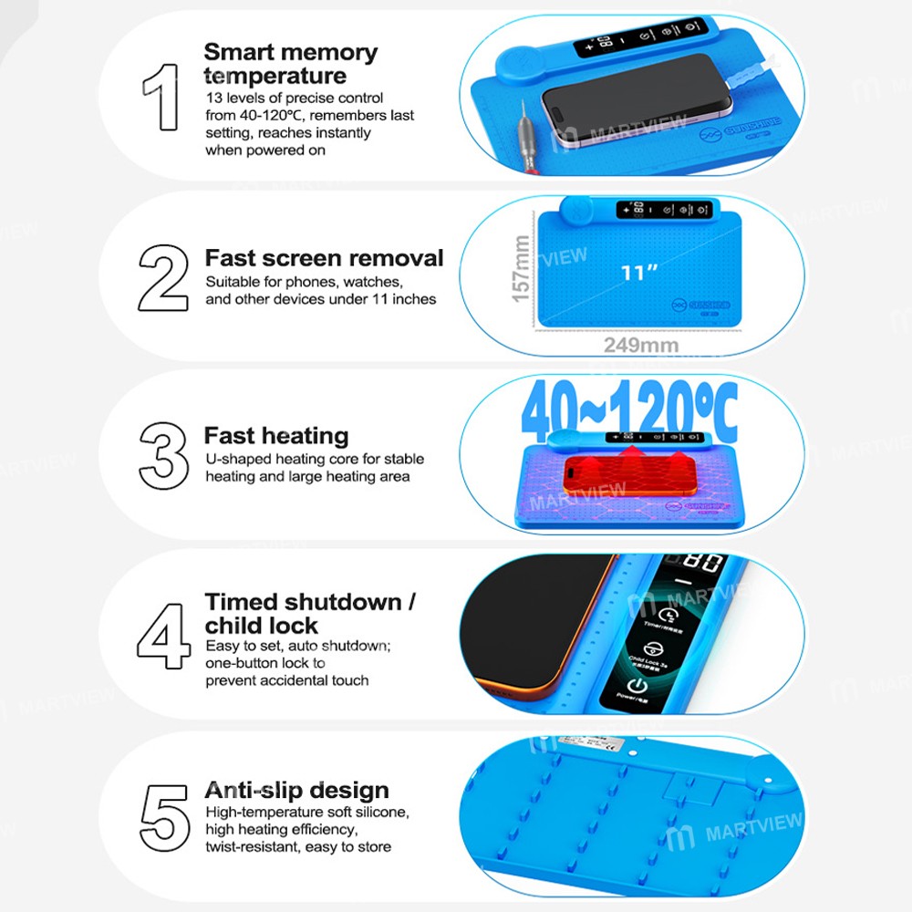 sunshine ls3-se-11-inch-lcd-screen-intelligent-temperature-control-heating-stage-separator-pad-7