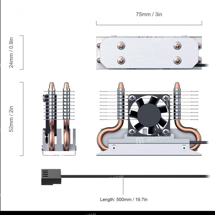 M.2 Solid State Hard Disk Powerful Radiator Built-in Cooling Fan for M2 NVME 2280 SSD