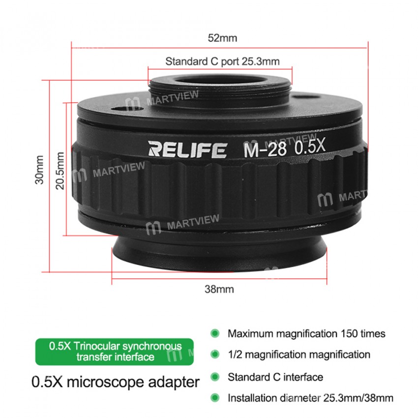 relife m-28-035x-05x-ctv-lens-connector-adapter-for-trinocular-stereo-microscope-7