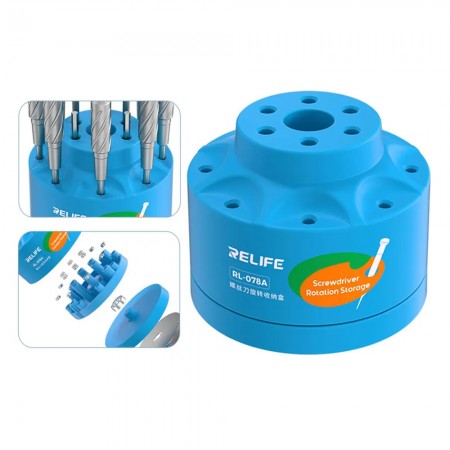 Relife RL-078A 360° Rotating Large Capacity 14-Hole Screwdriver Storage Box