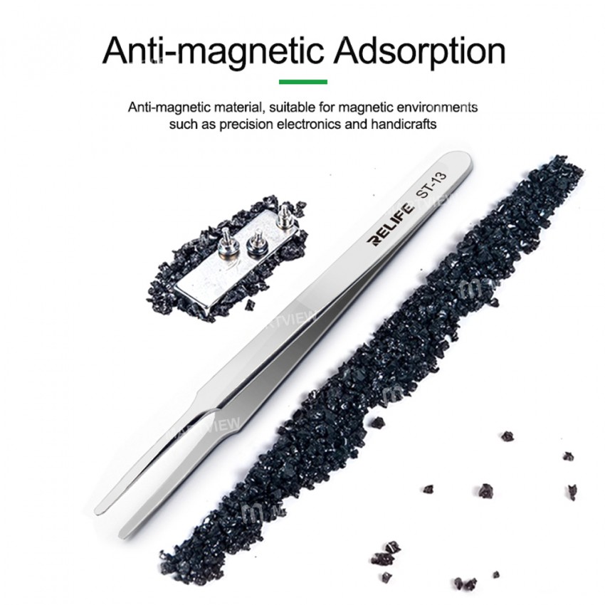 relife st-13-anti-static-flat-head-precision-repair-tweezers-for-mobile-phone-repair-6