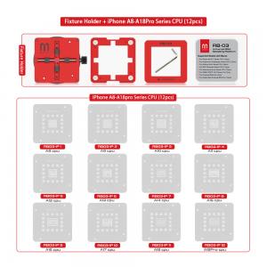 Fixture Holder + IP A8-A18 Pro CPU 12pcs Stencil