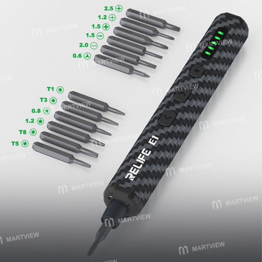 relife e1-powerful-carbon-fiber-electric-screwdriver-set-with-12pcs-s2-steel-bits-8
