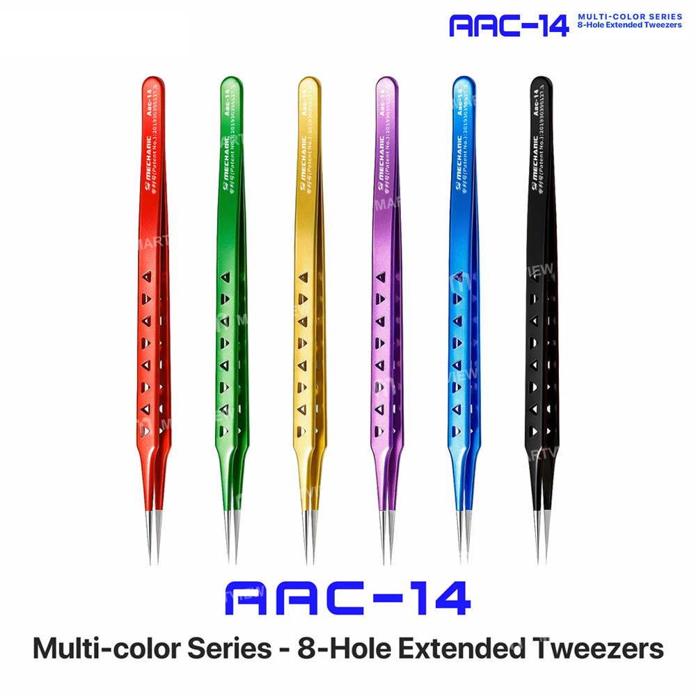mechanic aac-14-multi-color-series-160mm-extended-stainless-steel-precision-flywire-tweezers-2