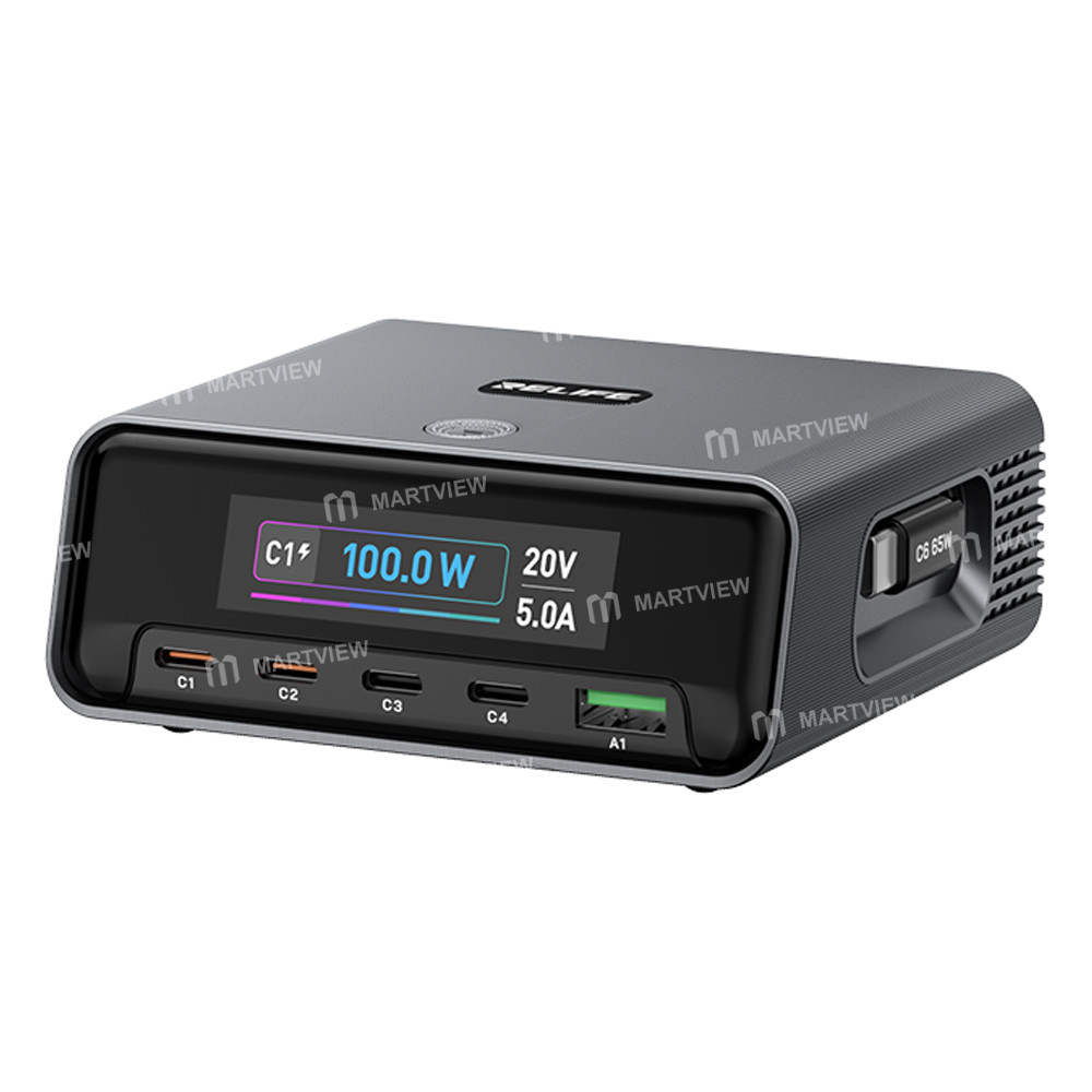 relife q8-pro-120w-gan-multi-port-charger-with-retractable-type-c-cable-compatible-with-avs-dynamic-