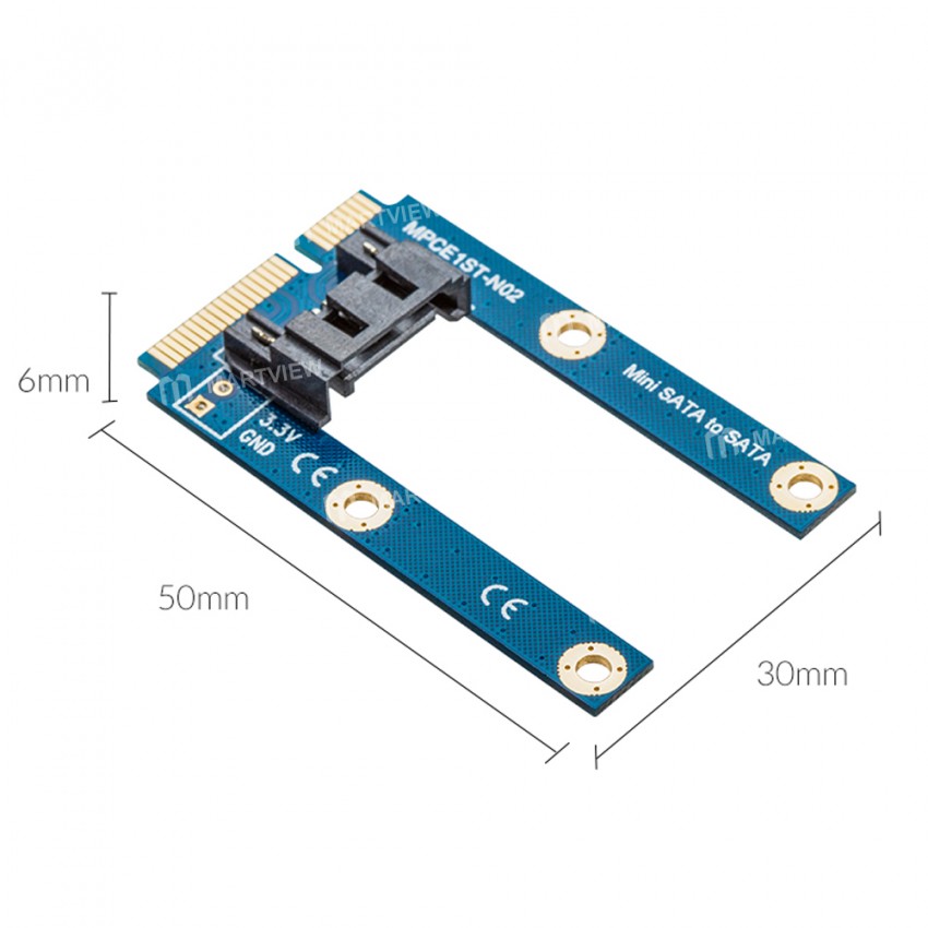 Orico MSTS7PW SATA 7Pin to mSATA Flat Type SSD Adapter Card Support Full Height Size