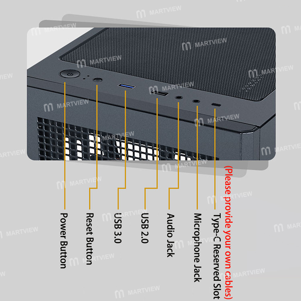 sama honey-badger-m2-mesh-side-panel-glass-desktop-m-atx-computer-case-supports-240-aio-water-coolin