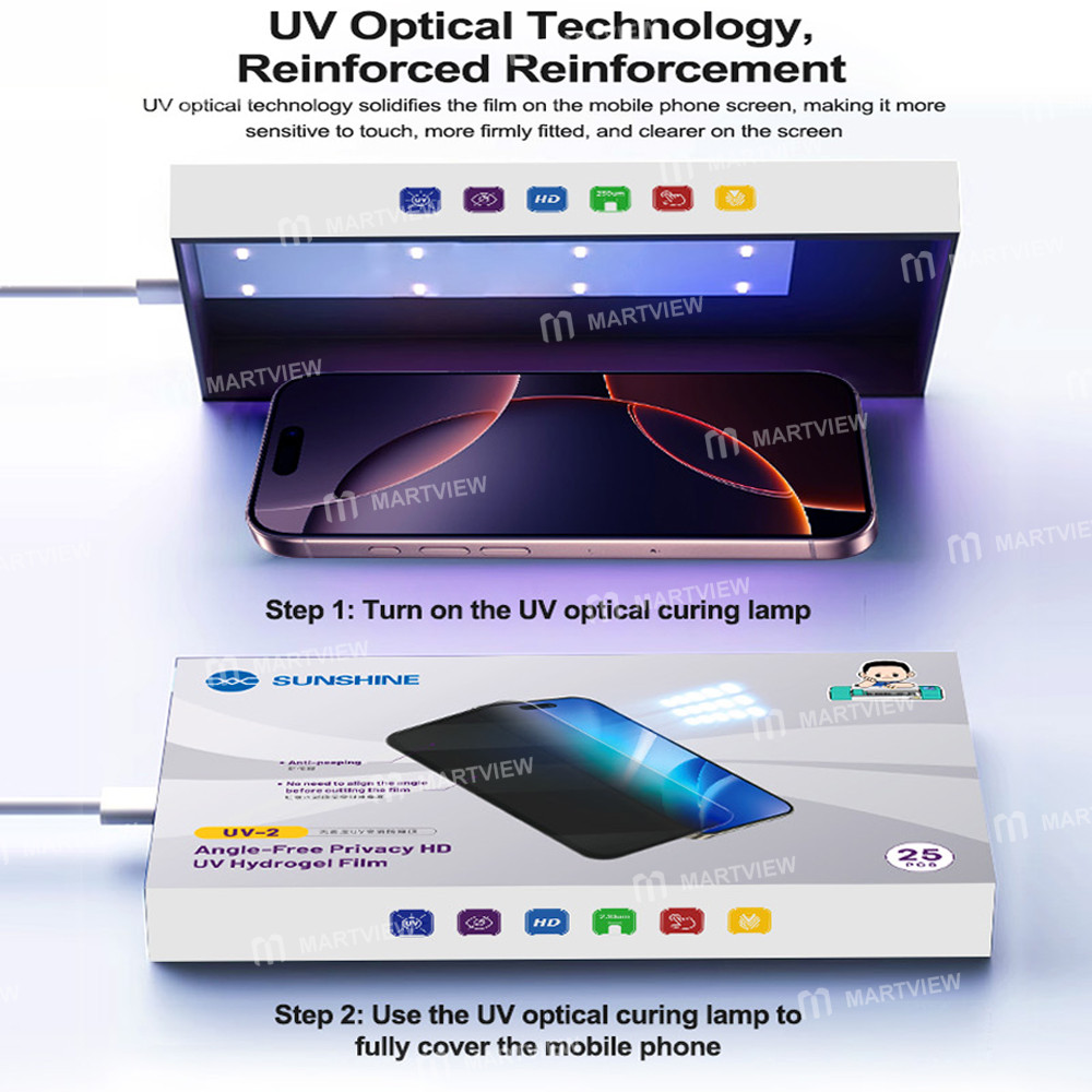 Sunshine UV-2 7-inch Explosion-Proof HD Anti-peeping Without-Angle Film with UV Optical Curing Lamp