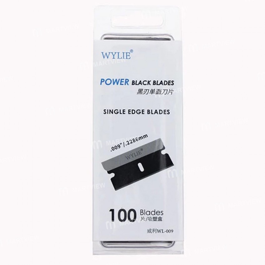 wylie wl-009-black-single-edge-blade-for-remove-phone-screen-holder-oca-polarizing-adhesive---100pcs