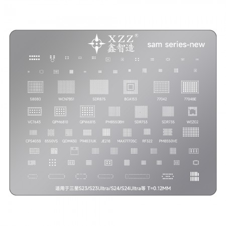 XZZ 0.12mm Interface / Seat / Sensor Integration BGA Reballing Stencil for Samsung S23 / S23U / S24 / S24U
