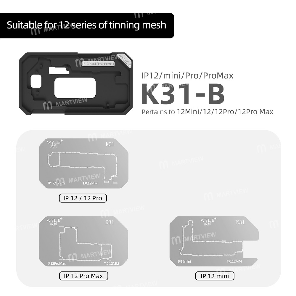 wylie k31-012mm-motherboard-middle-layer-planting-tin-platform-set-for-iphone-x-to-16pro-max-8