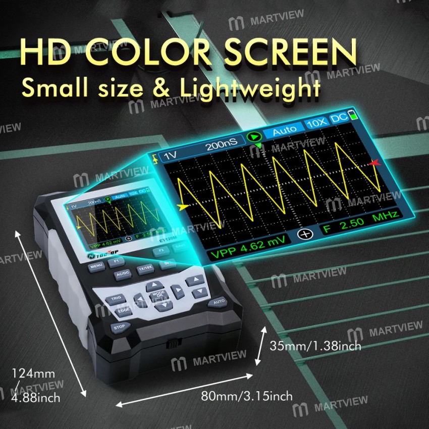 tooltop et120m-500msa-s-sampling-rate-120mhz-bandwidth-digital-oscilloscope-with-backlight-hd-screen