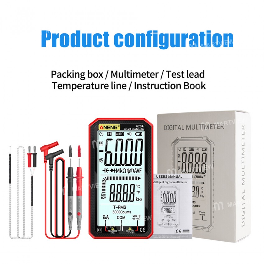Aneng 620A Digital Smart Multimeter Transistor Tester