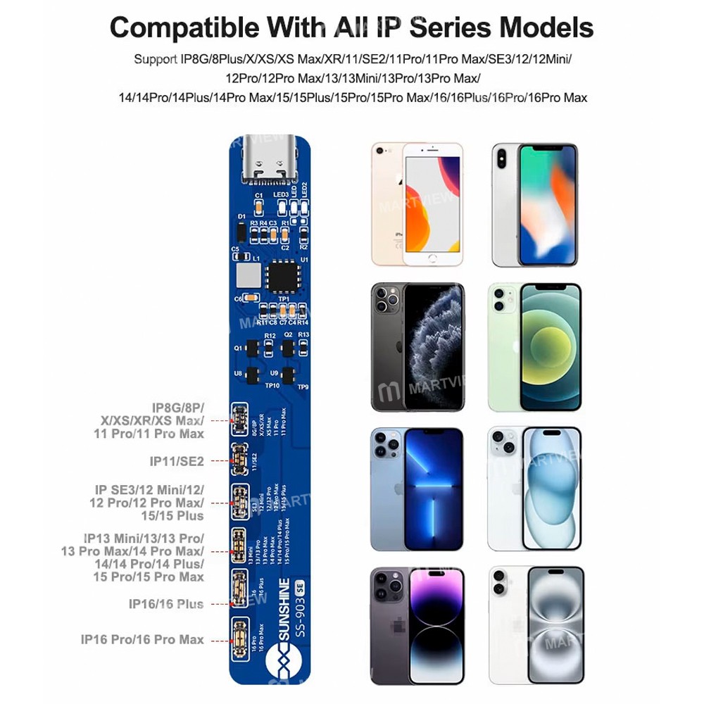 sunshine ss-903-se-battery-charging-activation-board-for-iphone-8-to-16pro-max-se2-se3-5
