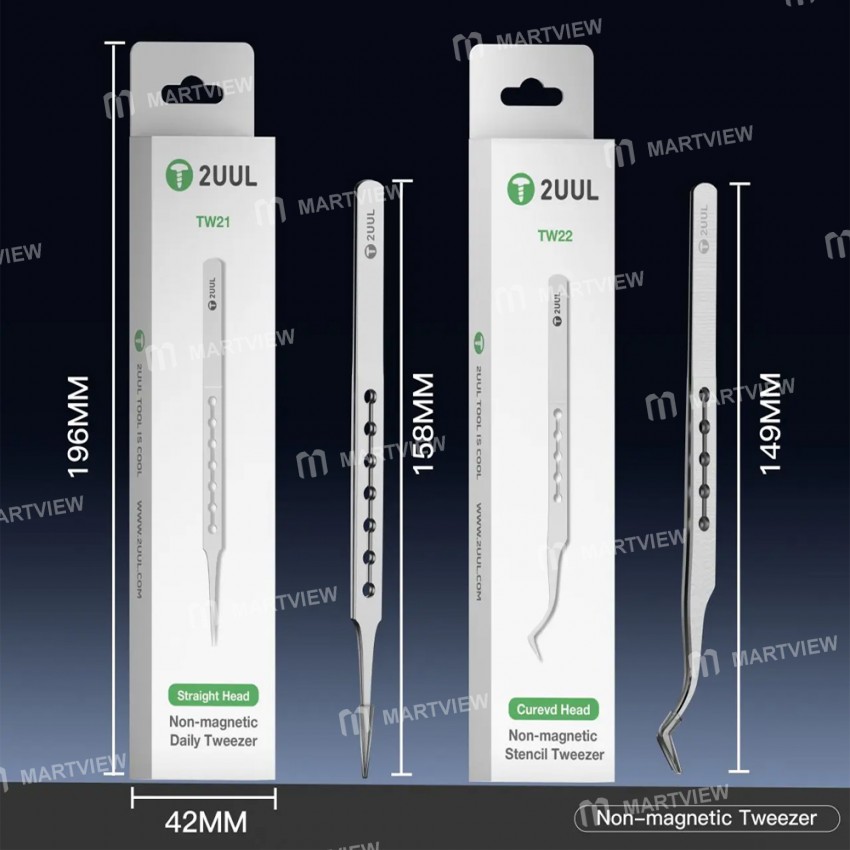 2uul tw21-tw22-non-magnetic-stainless-stencil-tweezers-with-holes-for-mobile-phone-repair-4