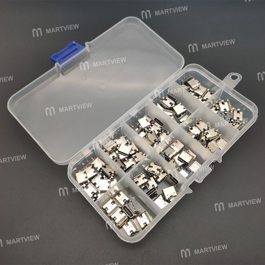 10 Models Mix 6 Pin and 16 Pin Type-C USB Female Socket for Digital Product Repair -100Pcs